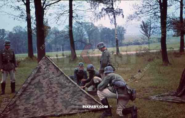 14th Panzer Division 103 Schutzen Regiment Lobau Saxony Kaserne Barracks training 1939 zeltbahn tent camping forest helmet