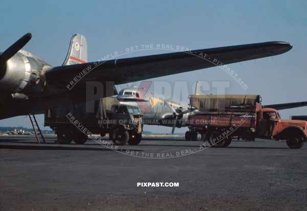 2 Douglas C-54 Skymaster loaded with coal in British Sector Fliegerhorst Fassberg. Operation Vittles The Berlin Airlift