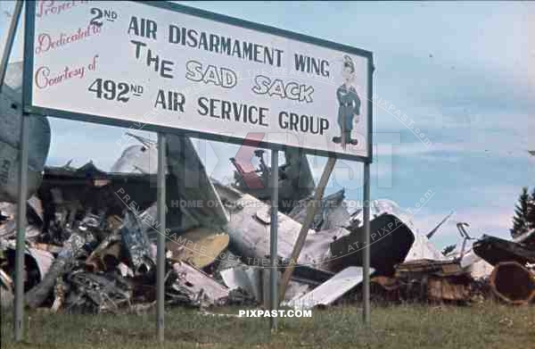 2nd Air Disarmament Wing THE SAD SACK 492nd Air Service Group Bavaria Germany 1945 Luftwaffe planes 62160