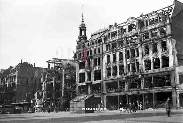 69th infantry division - Leipzig - Germany - 1945, WW1 Victory Monument, market square, marktplatz leipzig, ruins, bombed