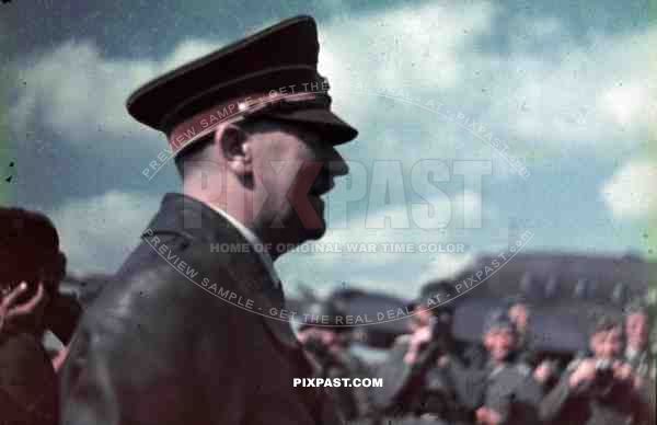 Adolf Hitler visiting troops in Ukraine airport camera plane transport film crew 1941