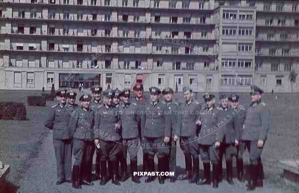 Agfacolor German Cavalry officers school in Vienna Austria 1938 group protrait