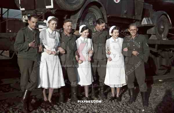 army medical red cross ambulance trucks loaded train wagons to Russian front 1941 Operation Barbarossa nurse doctor