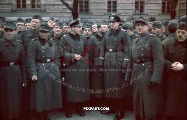 Berlin Germany 1944 Wehrmacht officers training barracks Kaserne volkssturm old men grandad soldiers helmet group photo