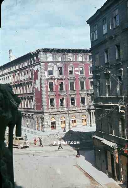 Bombed Destroyed Vienna Wien Austria 1945 wehrmacht truck rubble