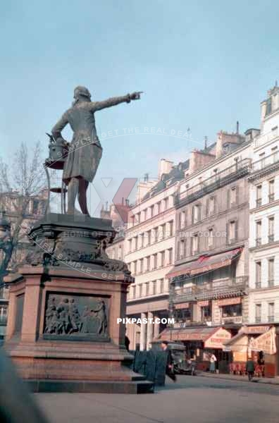 Bronze Statue beside Restaurant Bernard Paris France 1937