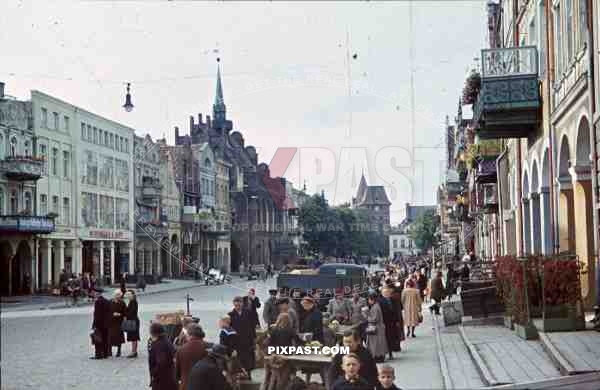 busy street in Marienburg, Germany 1941