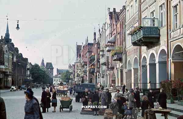 busy street in Marienburg, Germany 1941