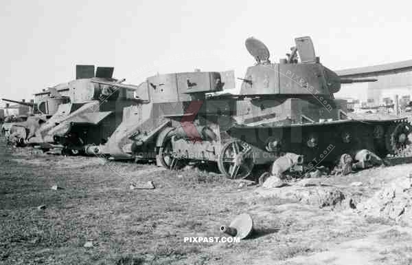 BW Russia 1941 summer Russian BT-7 fast tank captured destroyed