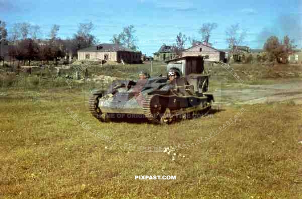 Captured Renault UE 2 French Universal Tankette. 14.Panzerjaeger Kompanie. 6 ID. Rzhev Russia February 1942