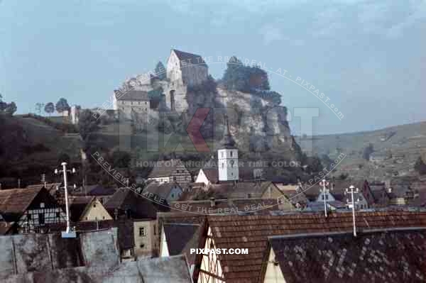 Castle and church of Pottenstein, Germany 1939