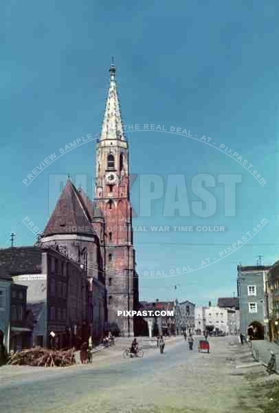 Catholic Church Saint Nikolaus in Neuotting Bavaria Germany 1942. Ludwigs Strasse