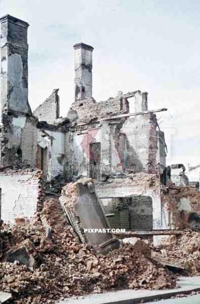 destroyed buildings in Minsk, Belarus, Russia 1941