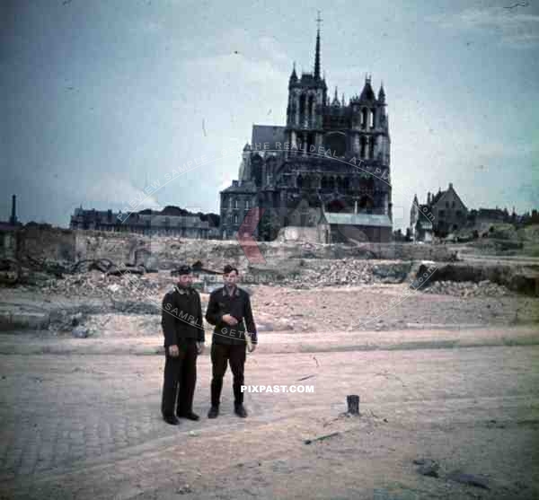 destroyed cathedral in Amiens, France 1940