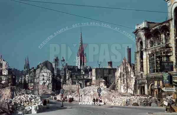 Destroyed centre of Rouen France 1940