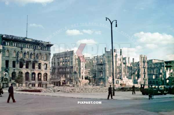 Destroyed Ruins of Hotel Kaiserhof Wilhelmplatz, Berlin Germany. April 1946