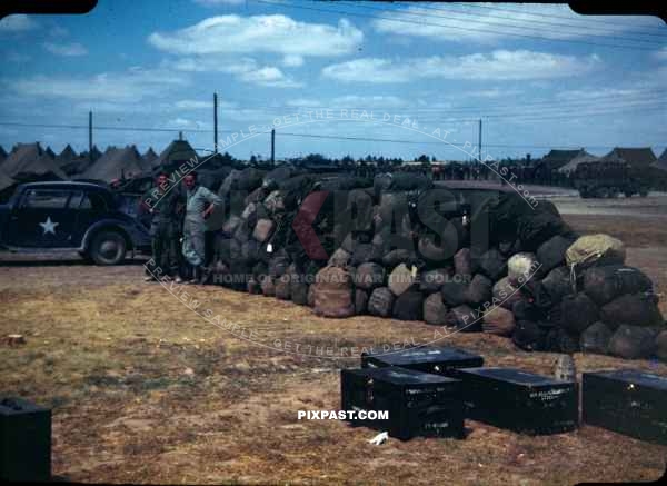 Dijon France VE Day (Victory in Europe) May 8th 1945, American Army Camp captured german car