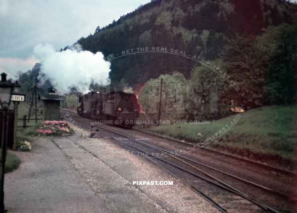 Double German Steam Locomotive traveling near Kassel Germany 1939