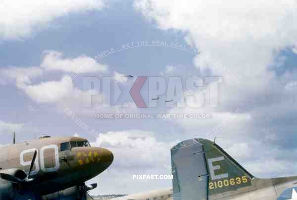 Douglas C-47 Transport Plane FLAK BAIT 90. Operation Varsity March 1945. Unknown Airfield, England.