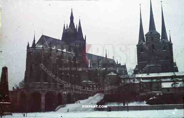 Erfurter Dom, Domplatz, Erfurt, Germany, 1942, Winter, Erfurt Cathedral. 