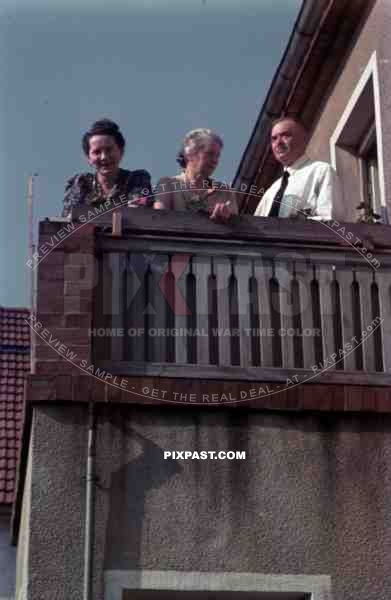 Family on balcony in Leipzig, Germany 1940