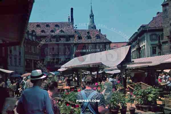 flower market in Freiburg, Germany 1939