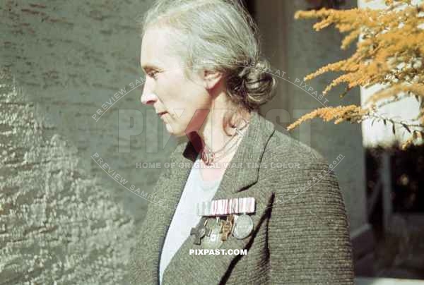 Frau Drezler from Karlsruhe wearing her First World War Medical Nurse Medals. 1938