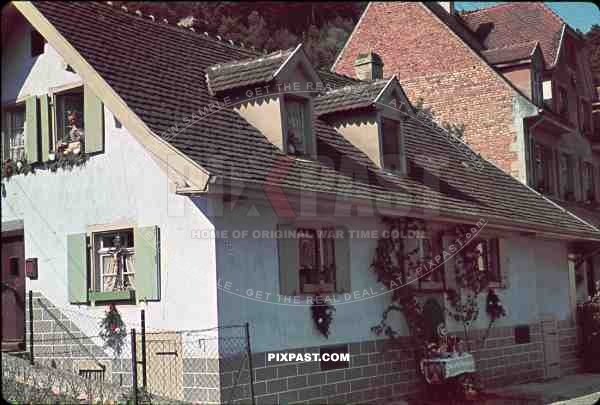 Freiburg Germany 1939 american tourist local village town house religion deocation red roof window boxes 