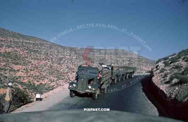 German Afrika Korp petrol supply truck convoy, North Africa 1942