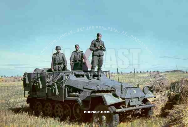 German Army Half track 251. 14th Panzer Divison. Russia Don 1942. Before entering Stalingrad
