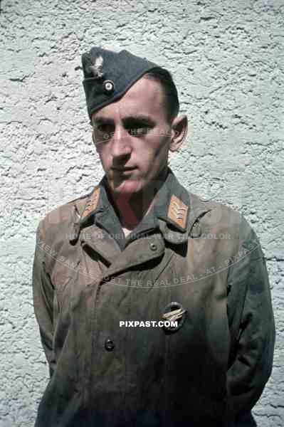 German Fallschirmjager Paratrooper in uniform with Luftwaffe Parachutist Badge. Visiting family in Neuotting Germany 1941