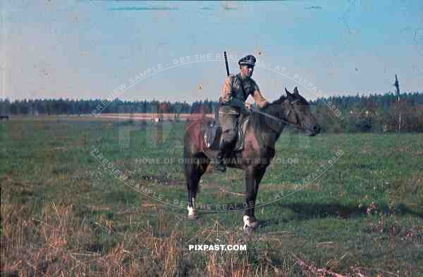 German Luftwaffe FLAK officer shotgun gun rifle hunter hunting horse cavalry summer tunic russia 1941 3. Flak Abt. 701 