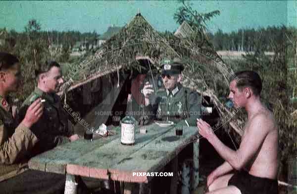 German Luftwaffe FLAK officers with wehrmacht officer in Russia 1941