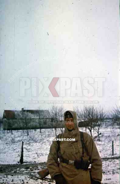 German officer with white camo parka and kar98 in Russia 1943 Pioneer bridge repair unit