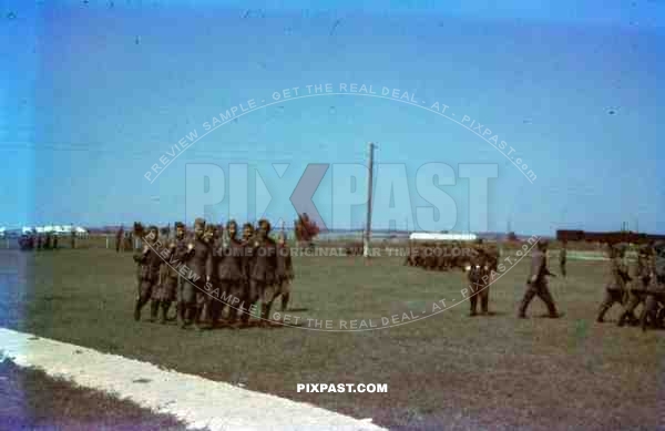 German Training centre for Russian Cossack POA volunteers in German service, Smolensk Russia 1942. Legionslager,