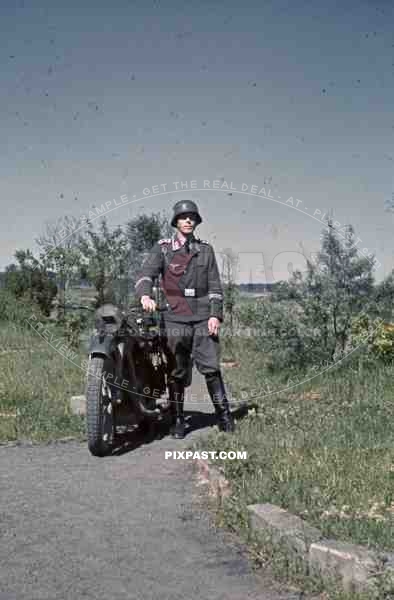 Hamburg Germany 1942 Luftwaffe Flak officer helmet BMW motorbike KRADMELDER