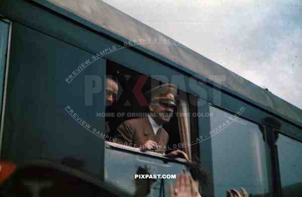 Hitler Himmler train visit to Leoben Austria 1938 visiting mines and local industry, SS body guard fuhrer train.