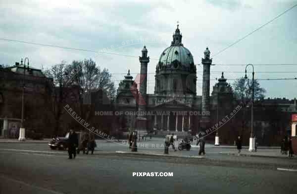 Karlsplatz and Karlskirche in Vienna, Austria 1939
