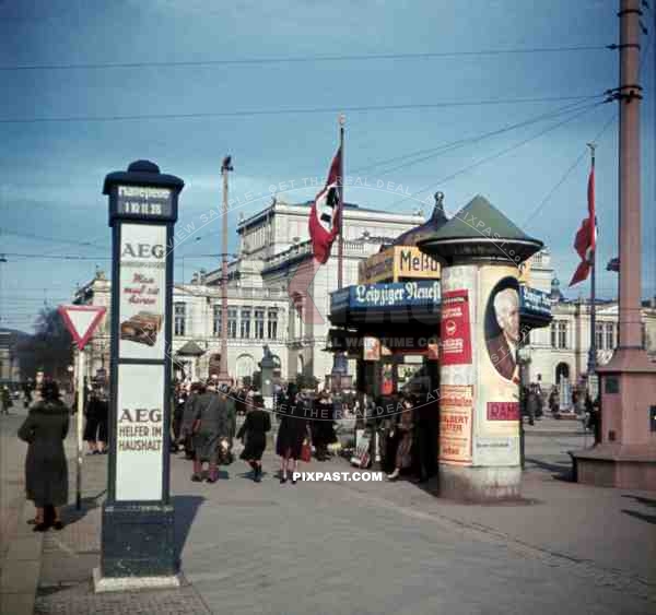 Kiosk at the Augustusplatz in Leipzig, Germany 1940