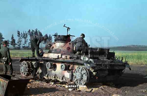 Knocked Out German Panzer 3, Dubno Ukraine, Battle of Brodny 1941. 16. Panzer Division.