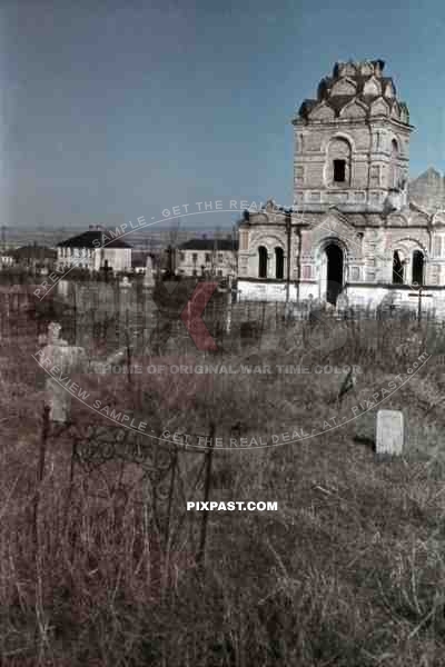 Lazarevskaya church ruin and Sevastopol cemetery, Crimea 1941