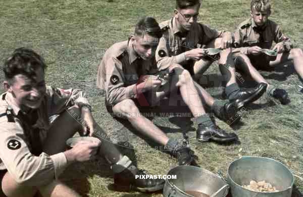 Leipzig Hitler Youth Saxony tent uniform badges sports Germany 1940 color agfacolor