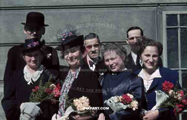 Luftwaffe officer wedding day Vienna Austria 1941 WIEN family portrait bowler hat Hitler mustache.