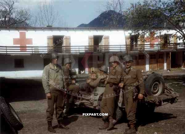 Makeshift Combat Hospital in Ruhpolding Bavaria 1945 for German POWs and American Gis