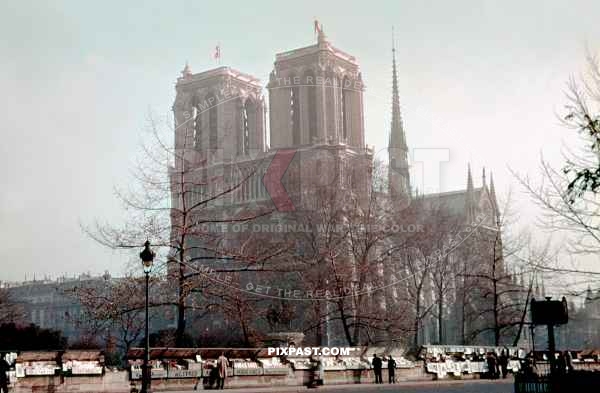 Medieval Catholic Cathedral Notre Dame in Paris, France 1937