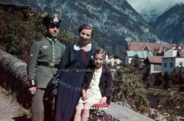 mountain trooper with wife and daughter in Landeck, Austria 1941
