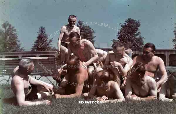 naked field police trainning in swimming pool germany 1939