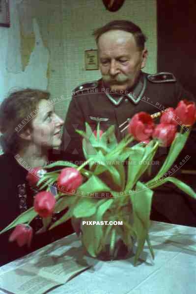 Old German soldier with Moustache visiting his granddaughter in Landshut Bavaria 1942