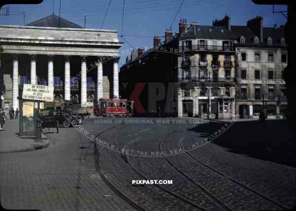 Opera House Dijon France VE Day (Victory in Europe) May 8th 1945 tram vintage old car