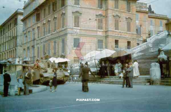 Operation Achse Rome Italy 1943. German army taking over control of Italian government and army, Panzer 4. Spanish Steps